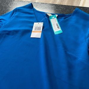 Small Michael Kors Sariyah Mix Material Blouse - Blue Oasis